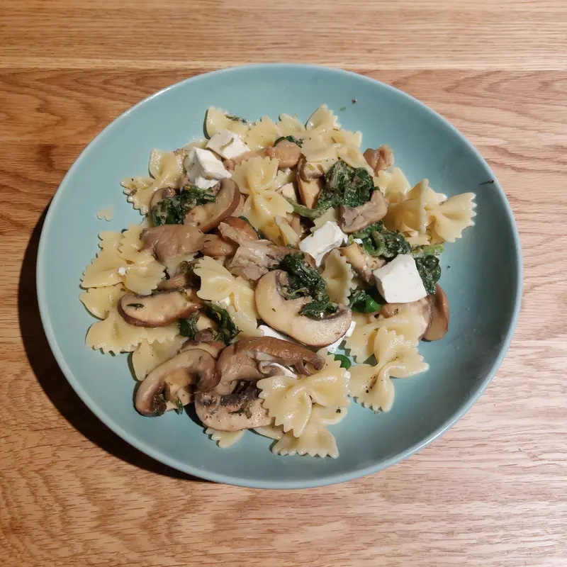 Mushroom Pasta with Goat Cheese