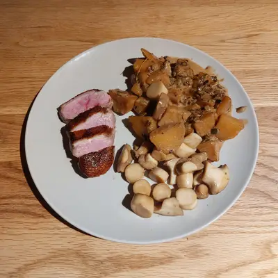 Duck with a Creme-Mushroom Sauce