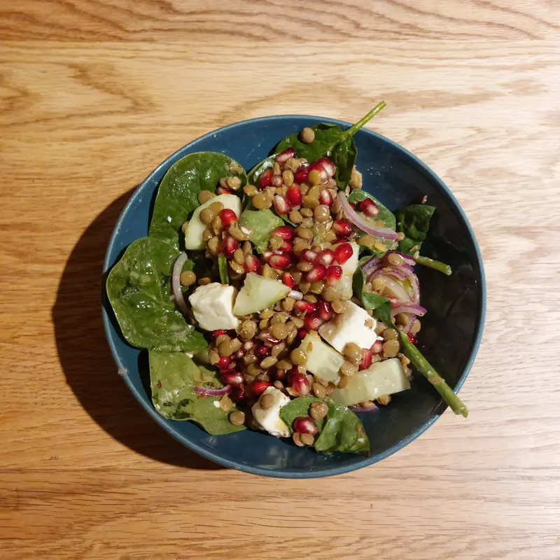 Lentil Feta Pomegranate Salad