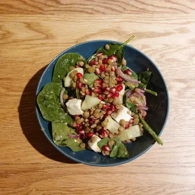 Lentil Feta Pomegranate Salad