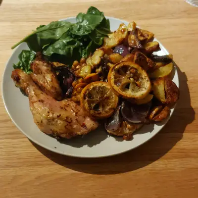 One-Tray Roast Chicken with Root Veg & Lemon